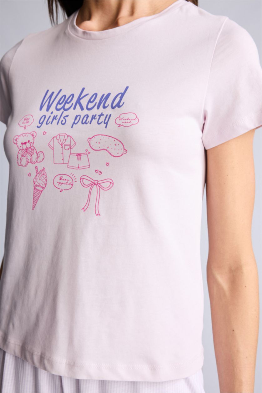 Kadın Pembe Regular Fıt Kısa Kollu 2'li Takım