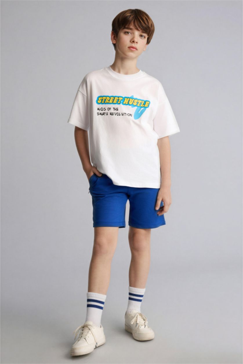 Erkek Çocuk - Genç Erkek Koyu Mavi Oversıze Şort 