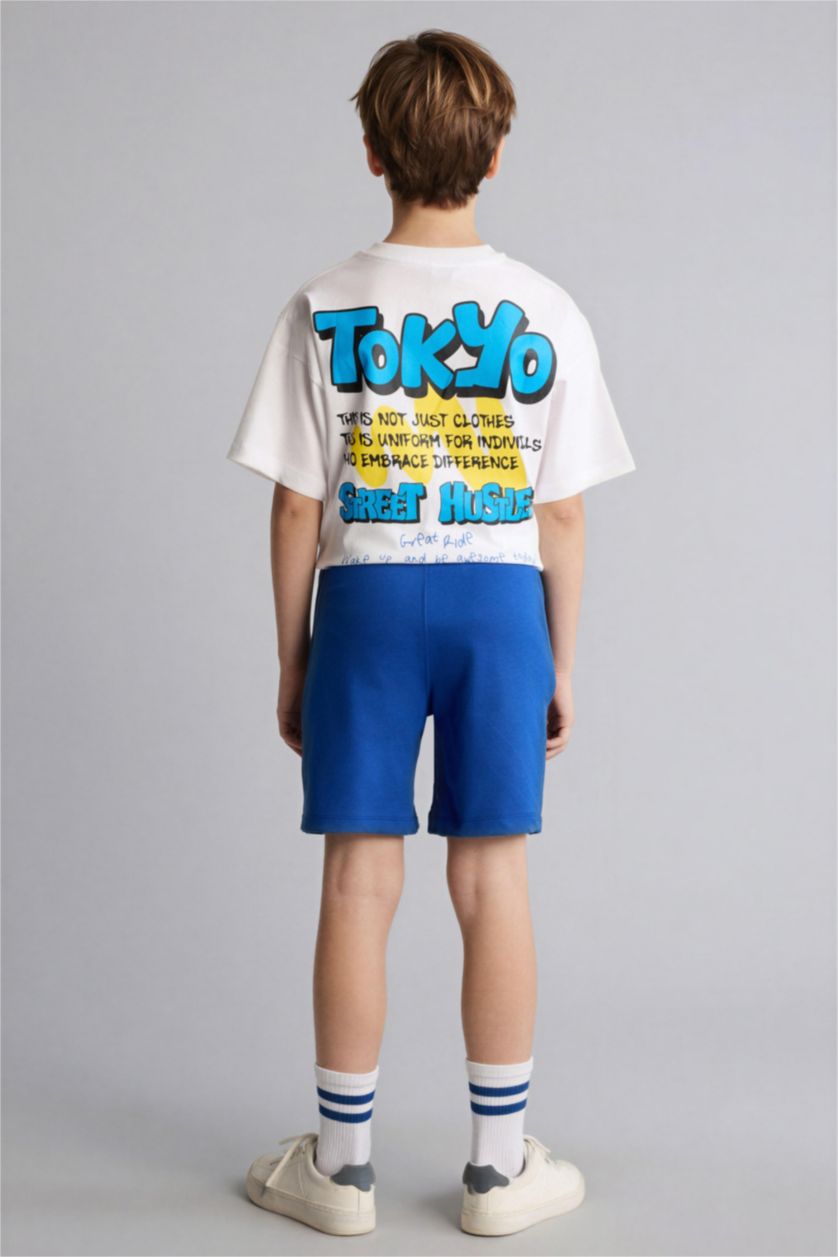Erkek Çocuk - Genç Erkek Koyu Mavi Oversıze Şort 