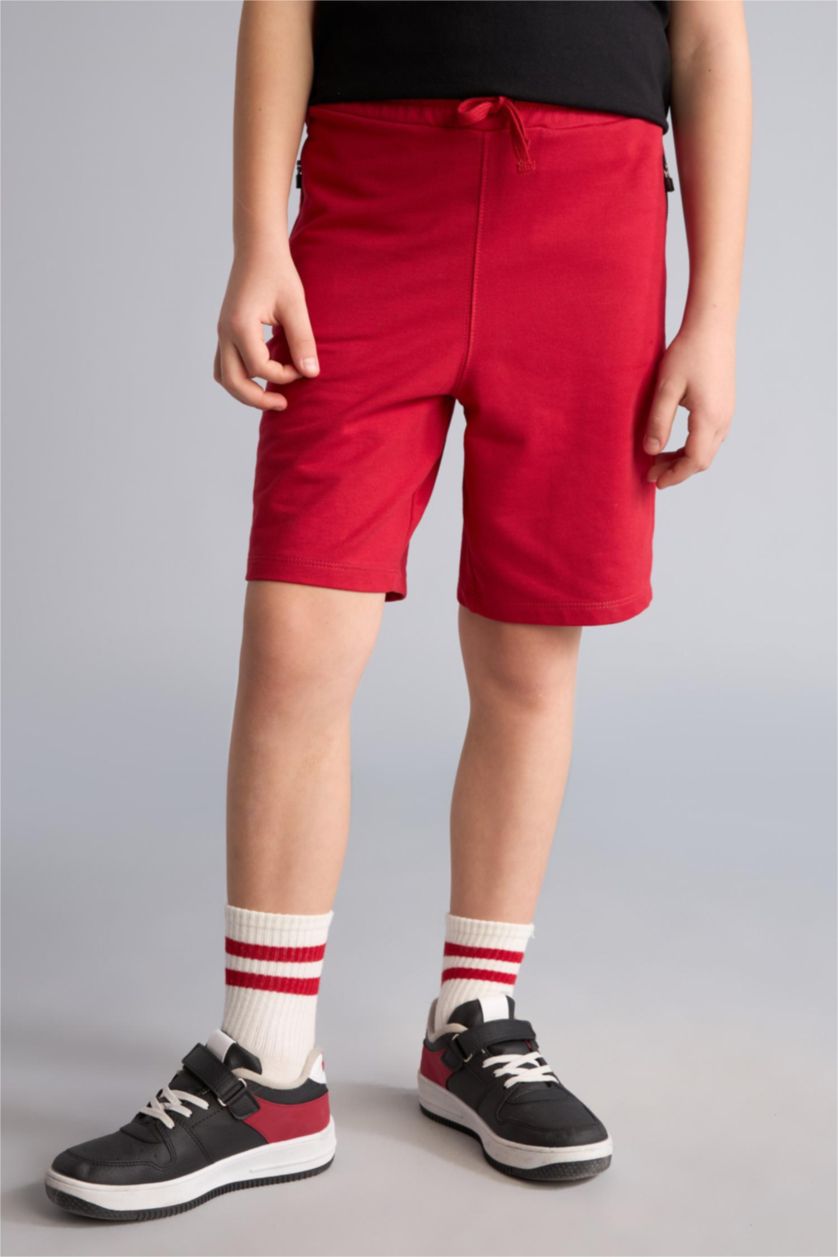 Erkek Çocuk - Genç Erkek Kırmızı Oversıze Şort Erkek Çocuk
