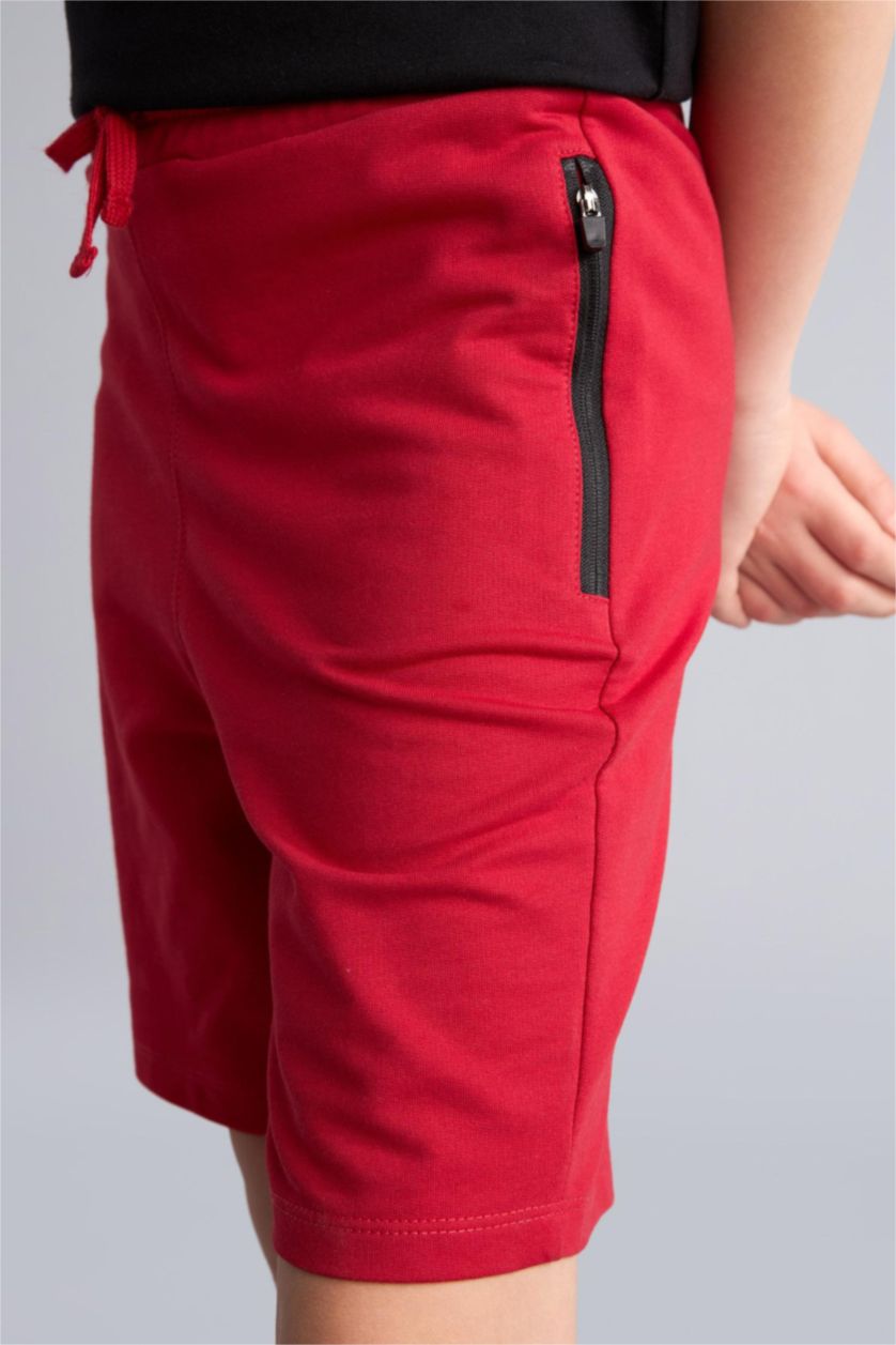 Erkek Çocuk - Genç Erkek Kırmızı Oversıze Şort Erkek Çocuk