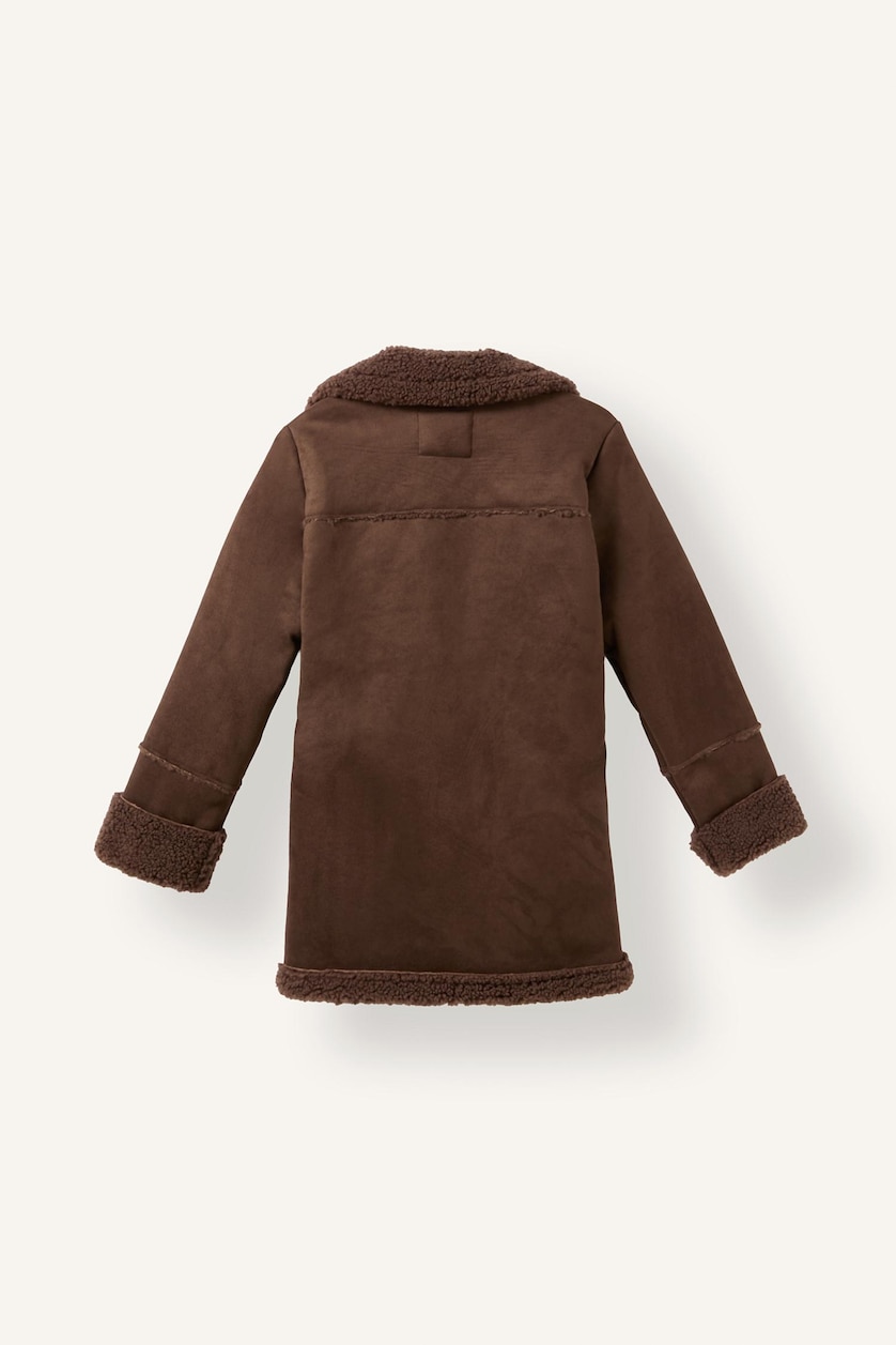 GIRLS & TEENS Brown Girl V-Neck Plush Coat
