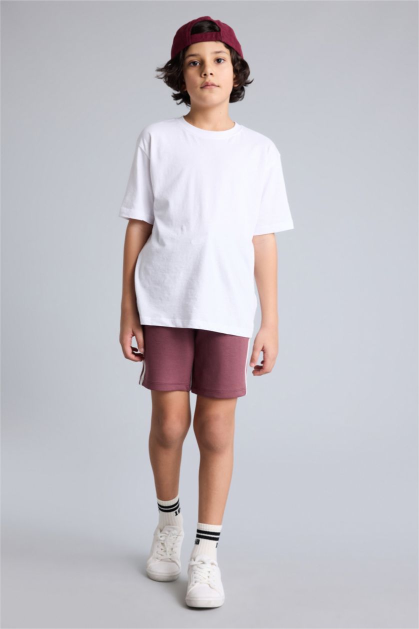 Erkek Çocuk - Genç Erkek Açık Bordo Beli Lastikli Modal Şort Erkek Çocuk