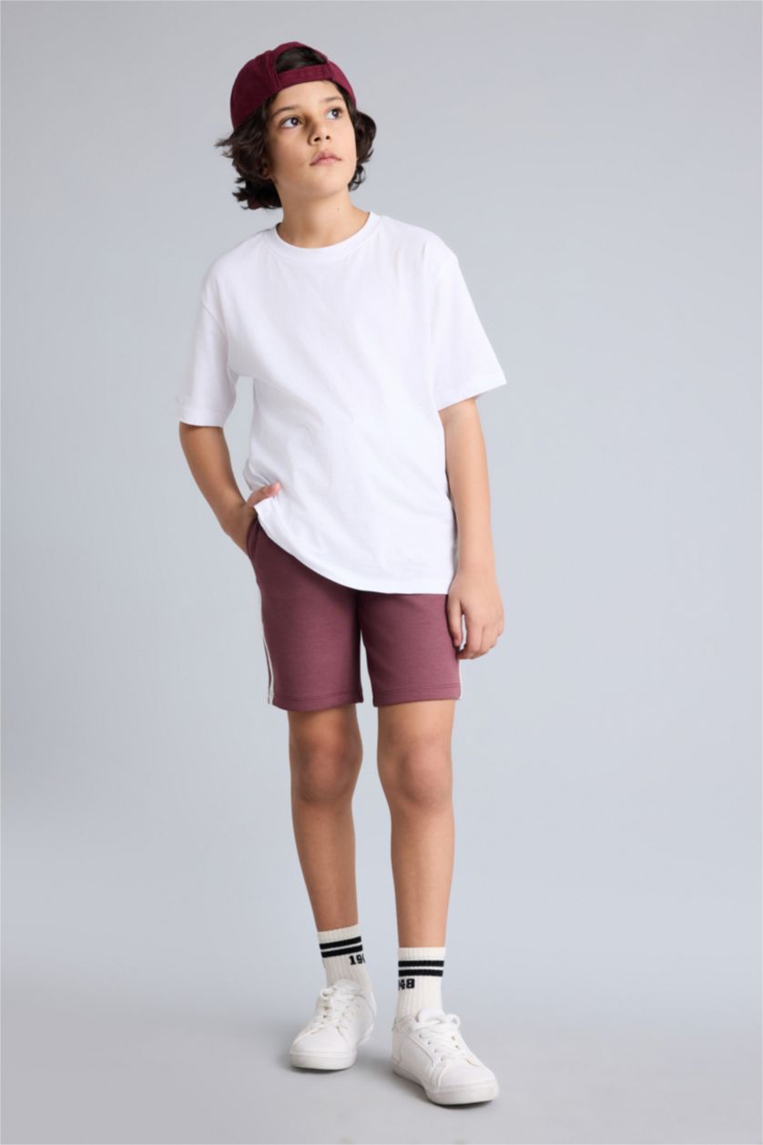 Erkek Çocuk - Genç Erkek Açık Bordo Beli Lastikli Modal Şort Erkek Çocuk