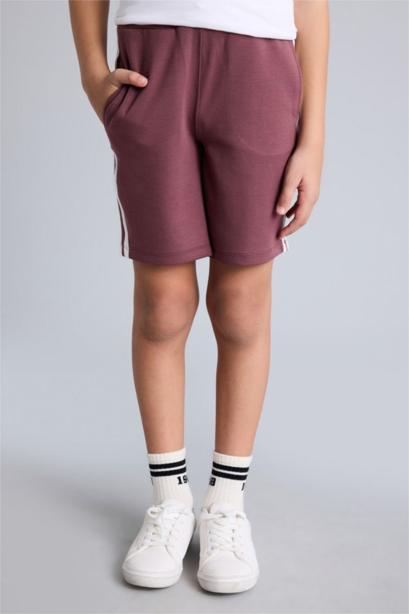 Erkek Çocuk - Genç Erkek Açık Bordo Beli Lastikli Modal Şort Erkek Çocuk