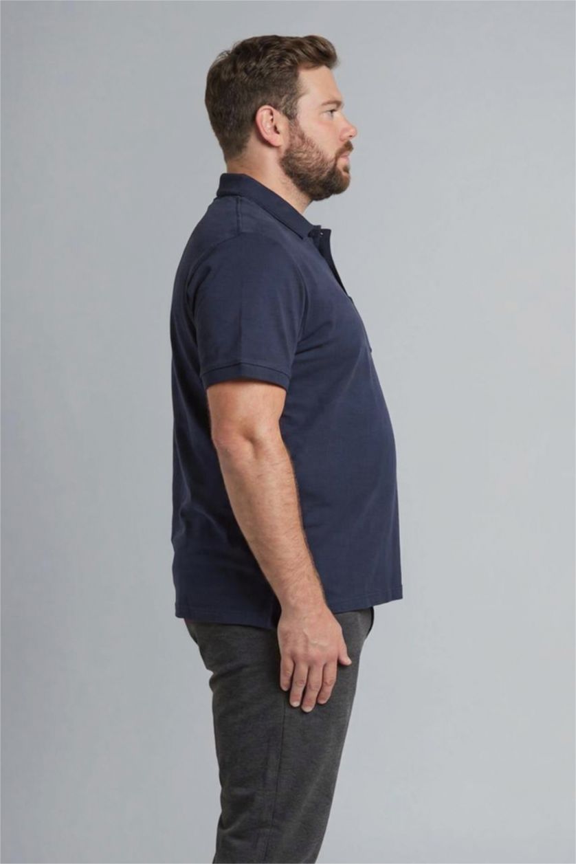 Erkek Lacivert %100 Pamuk Büyük Beden Polo Tişört