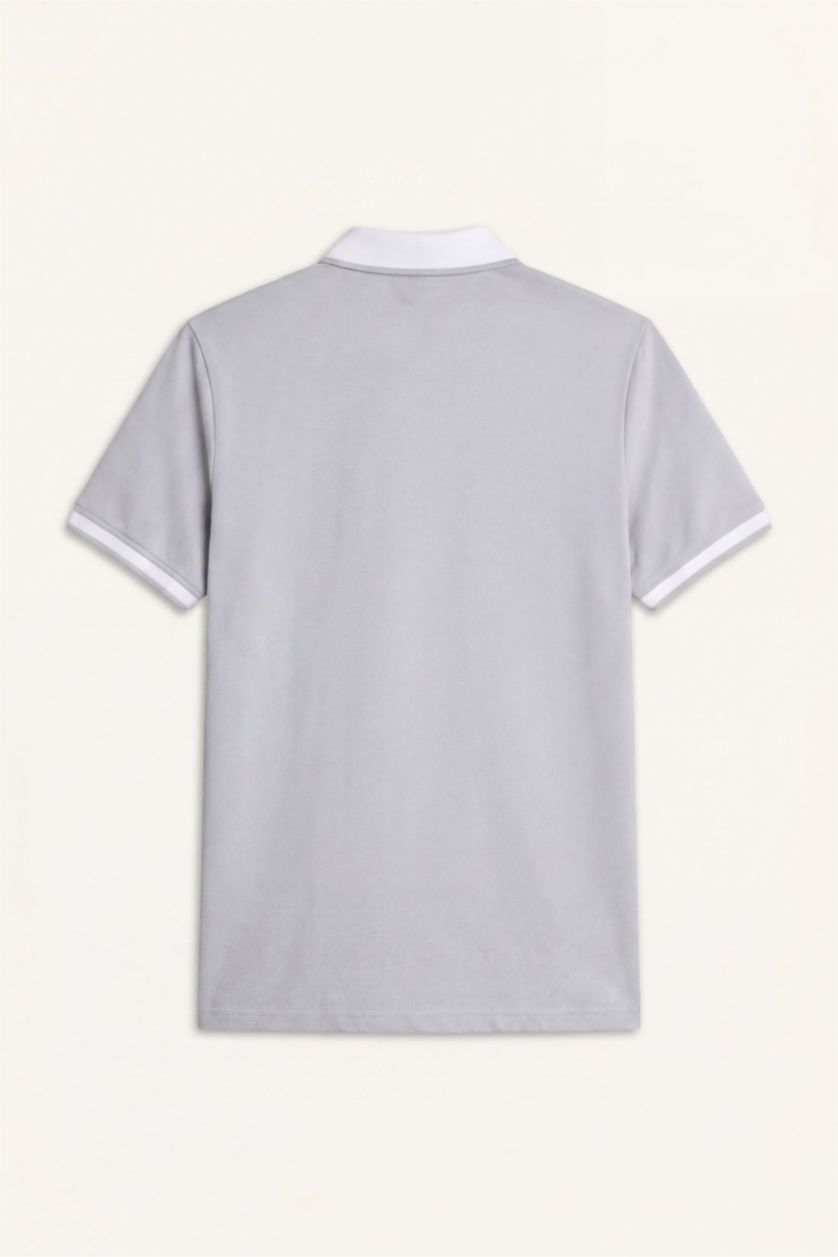 MAN Grey Melange Regular Fit Short Sleeve Polo T-Shirt