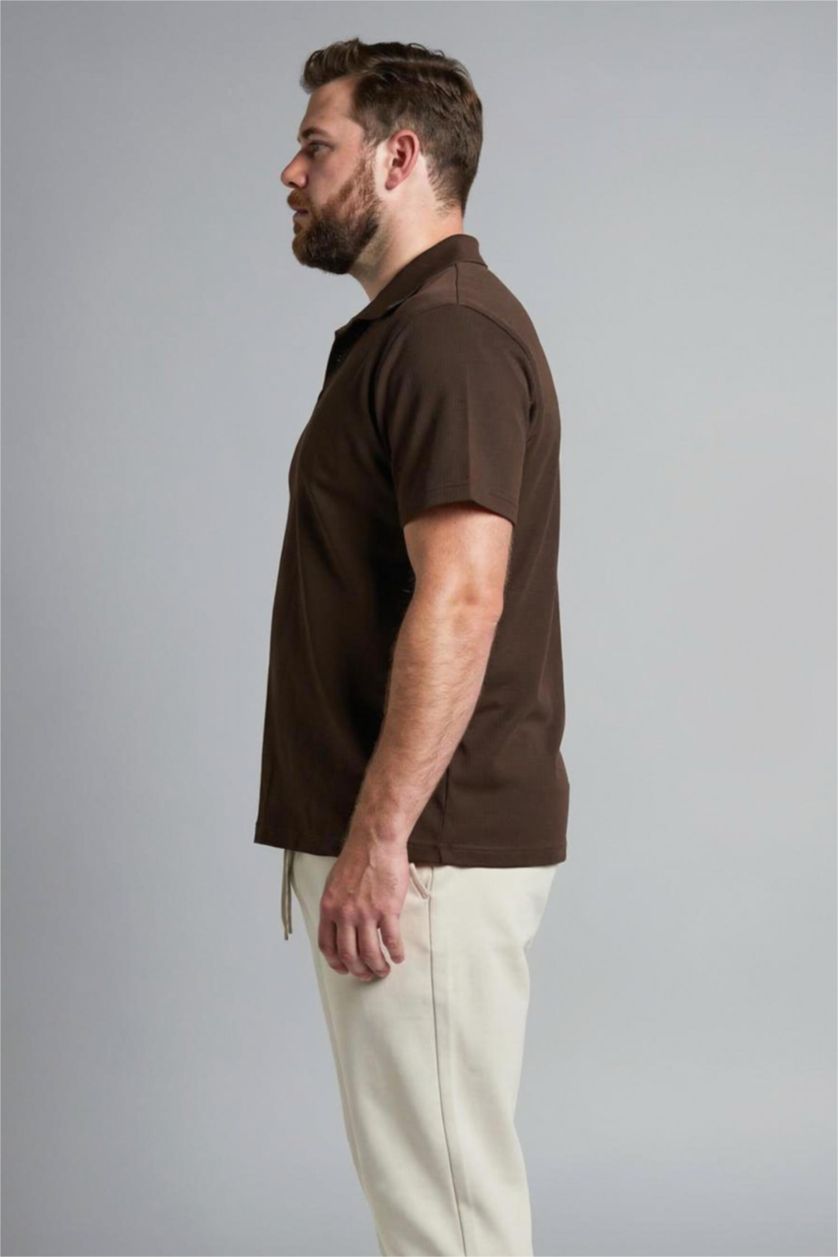 Erkek Kahve Büyük Beden Kısa Kollu Tişört