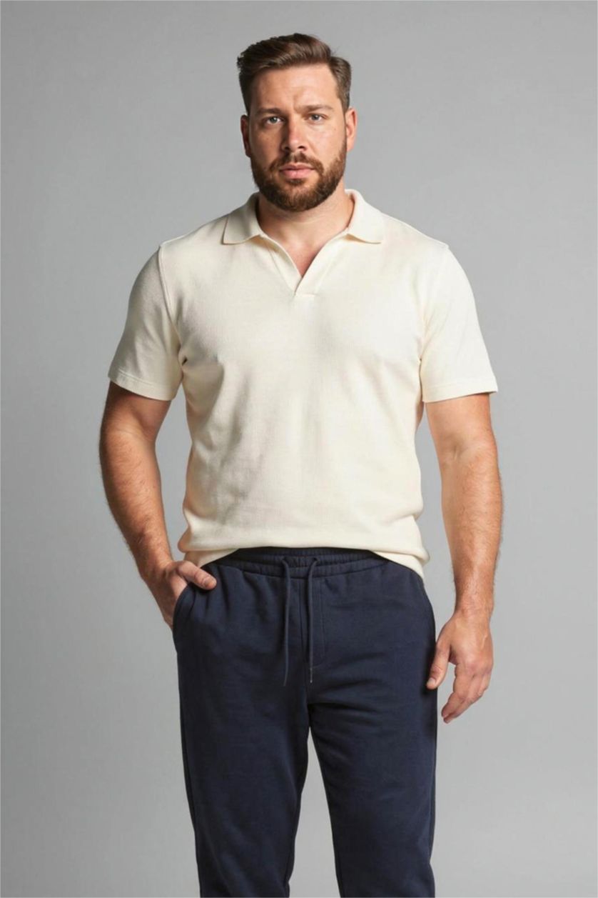 Man Ecru Man Short Sleeve Polo T-Shirt