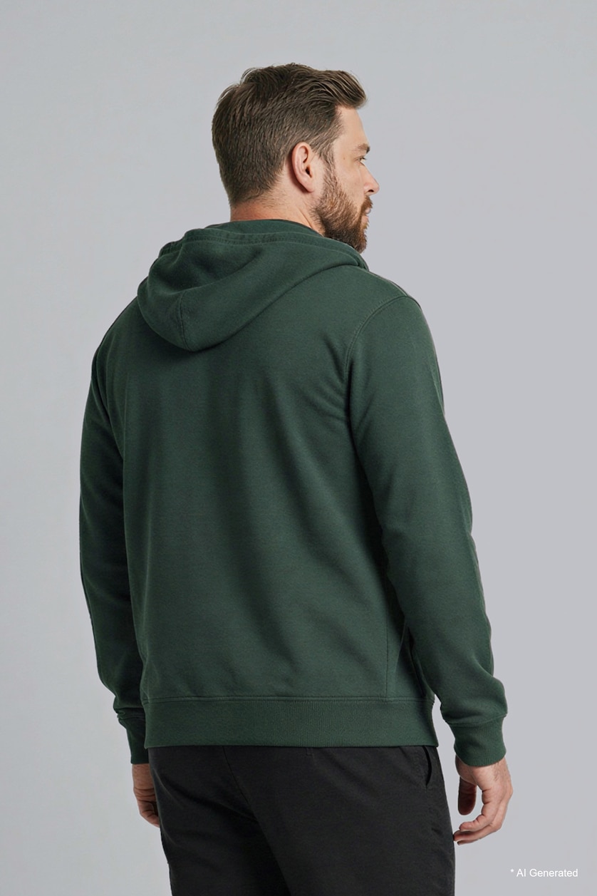 Men Anthracite Plus Size Zip-Up Hoodie