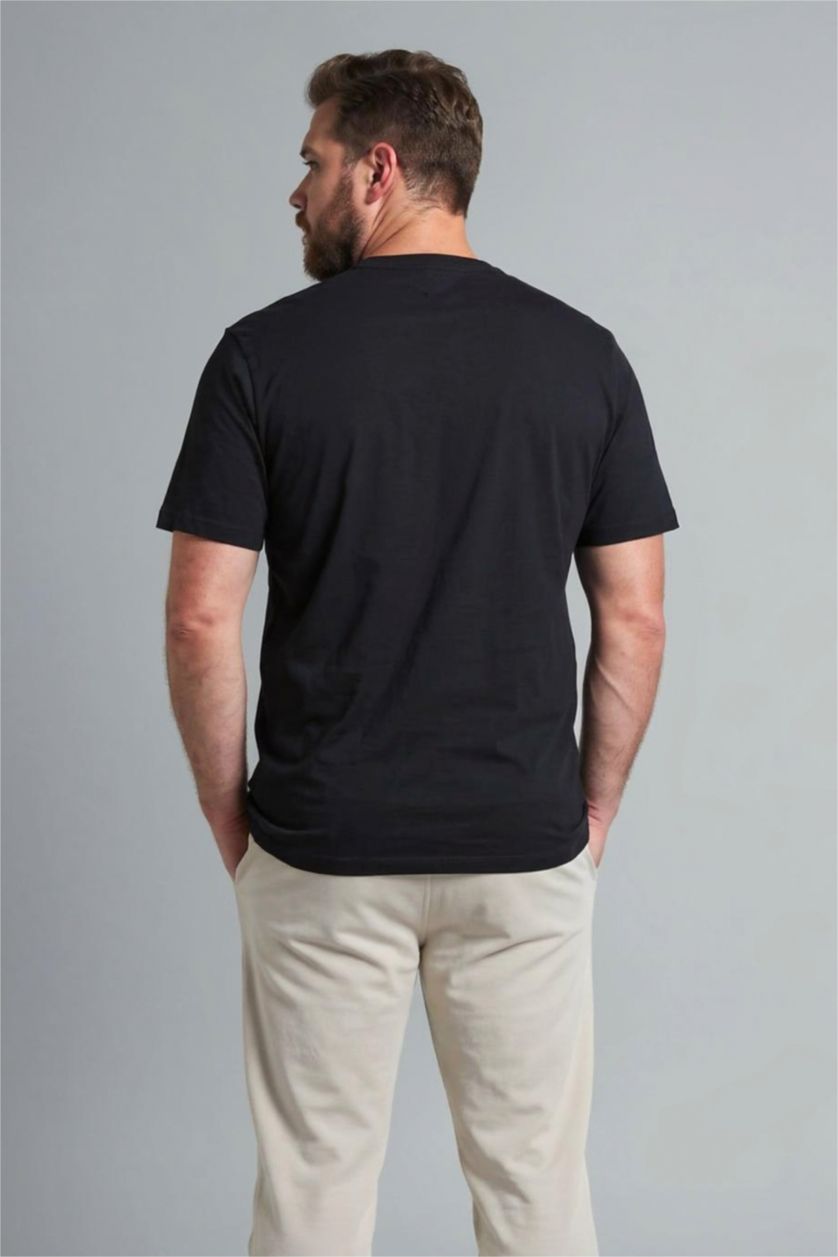 Erkek Siyah %100 Pamuk Büyük Beden Tişört