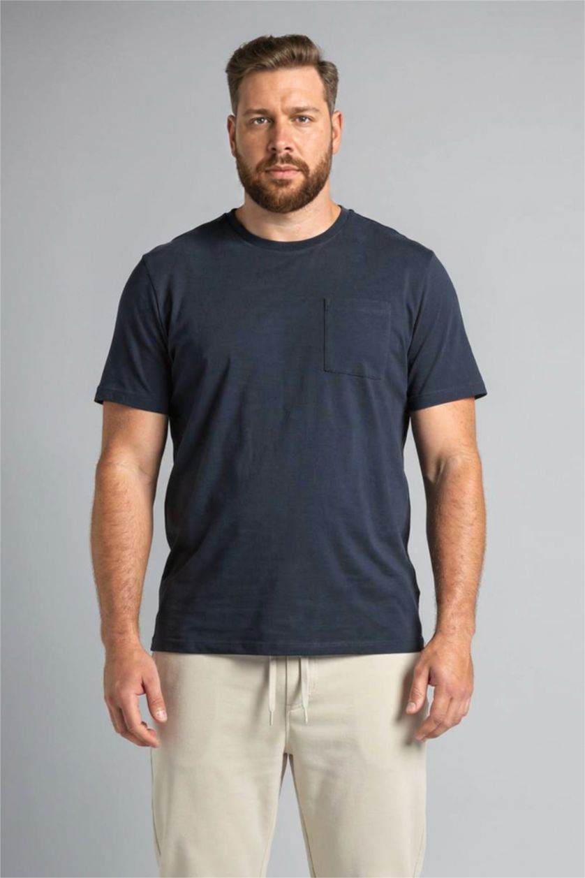 Erkek Lacivert %100 Pamuk Büyük Beden Tişört