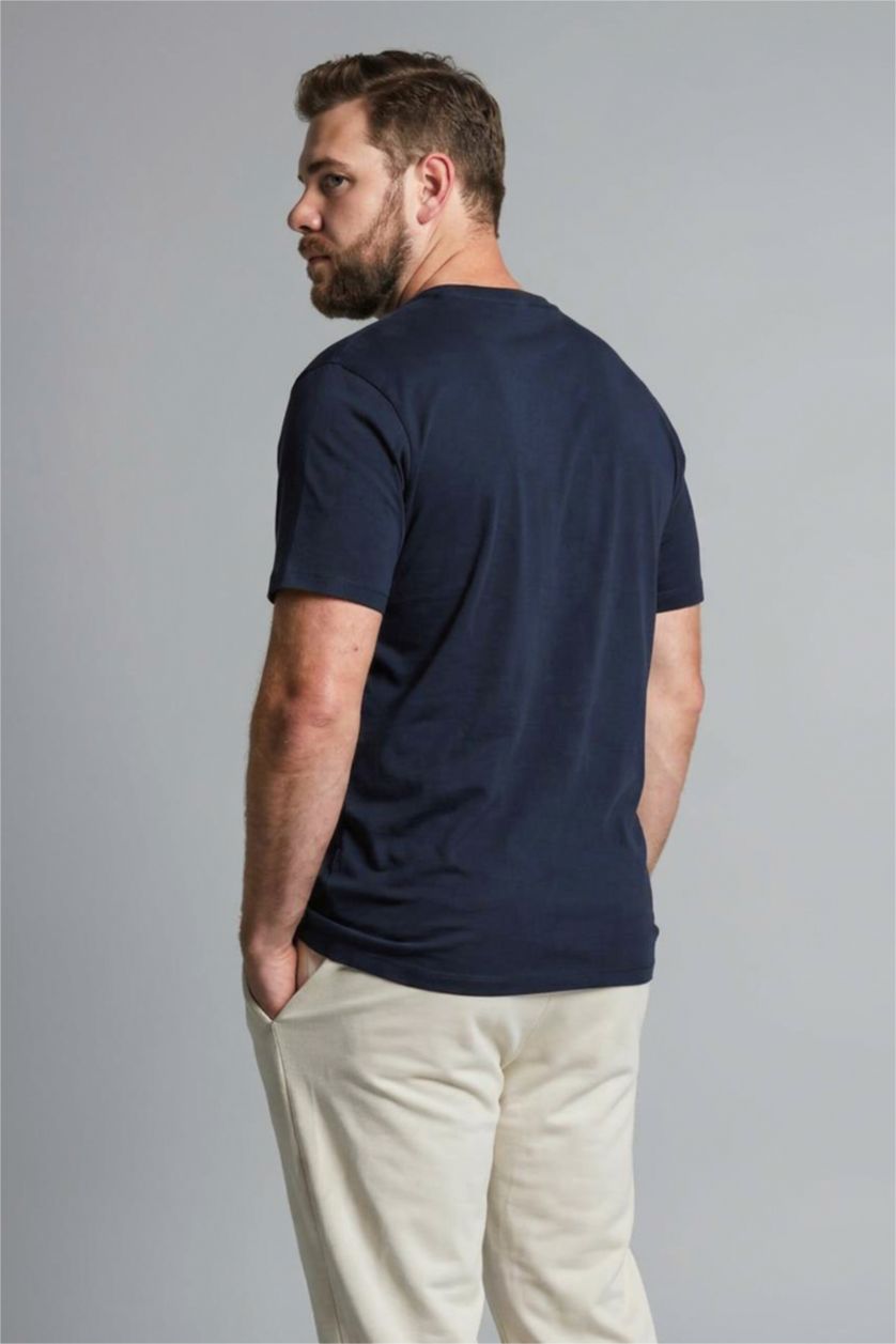 Erkek Lacivert %100 Pamuk Büyük Beden Tişört