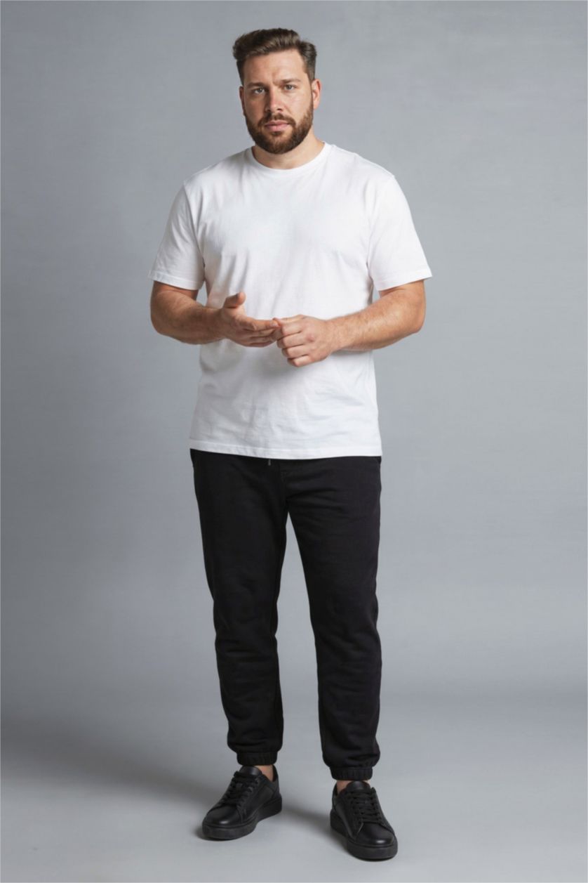 Erkek Kırık Beyaz %100 Pamuk Büyük Beden Tişört