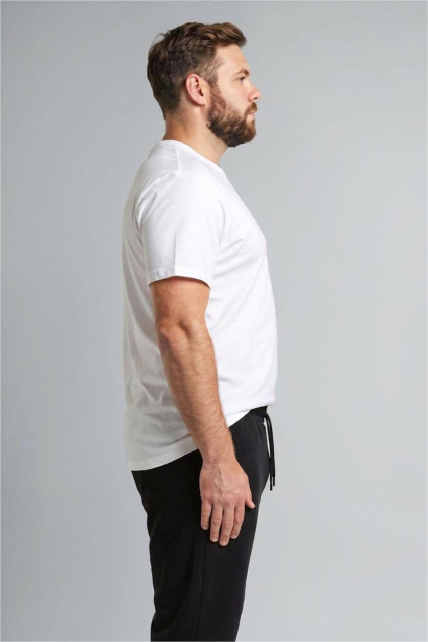 Erkek Kırık Beyaz %100 Pamuk Büyük Beden Tişört