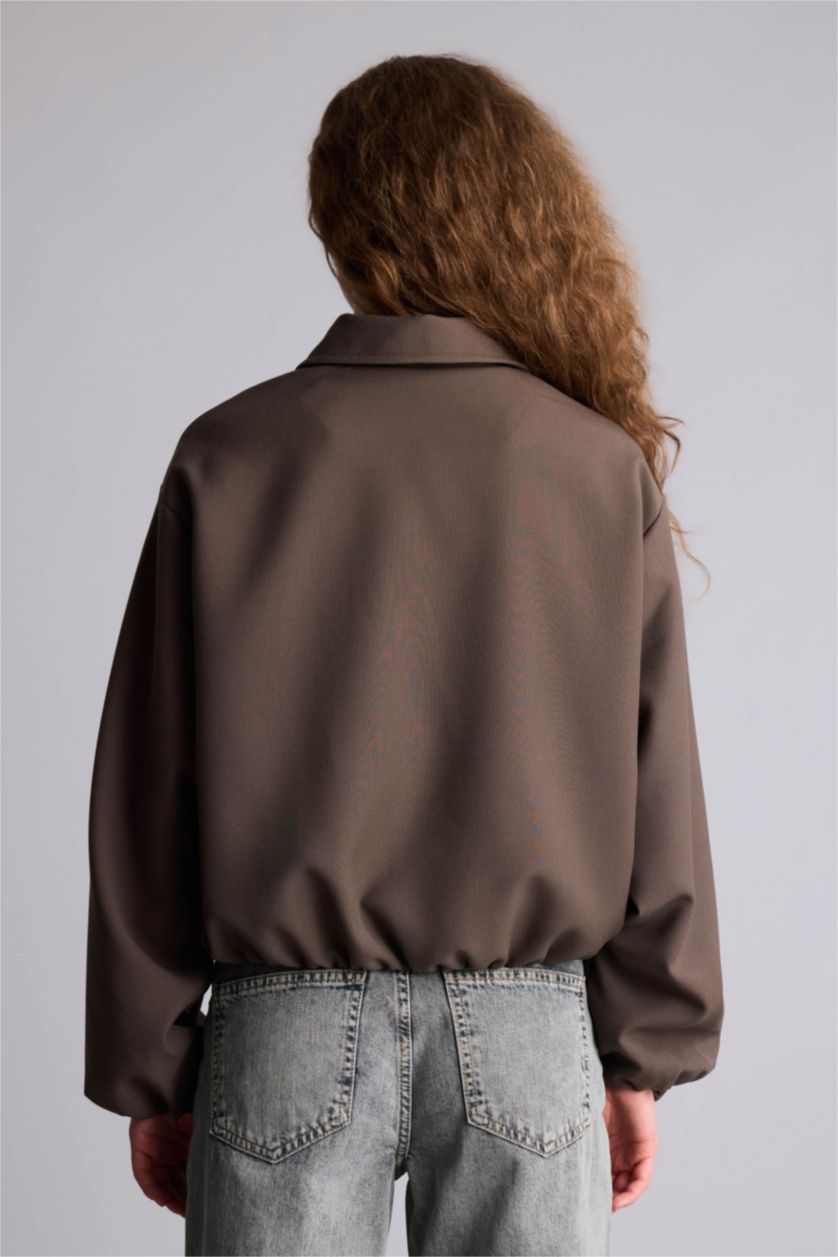 Kadın Kahve Standart Fıt Süet Mont