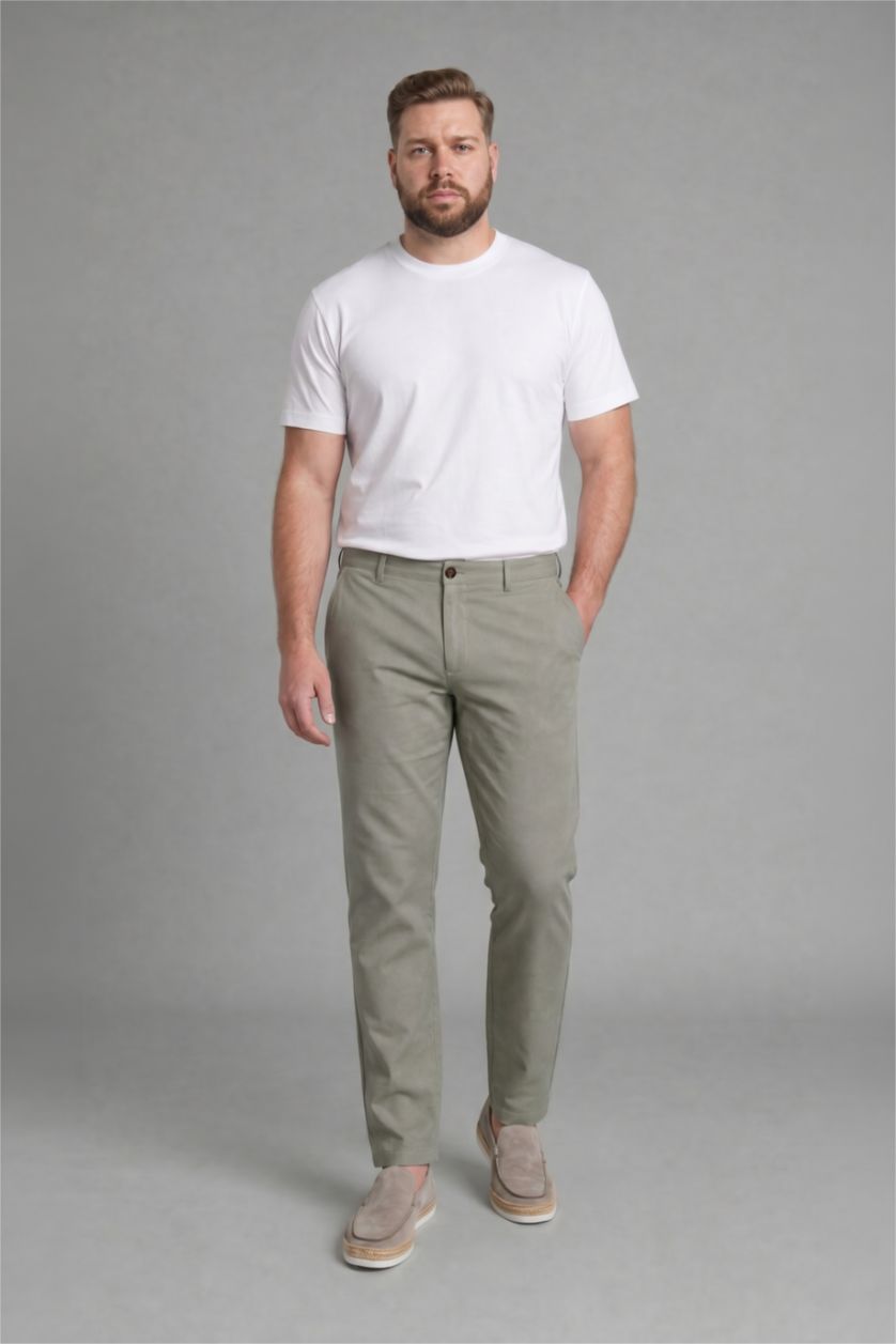 Men Light Khaki Regular Fit Trousers