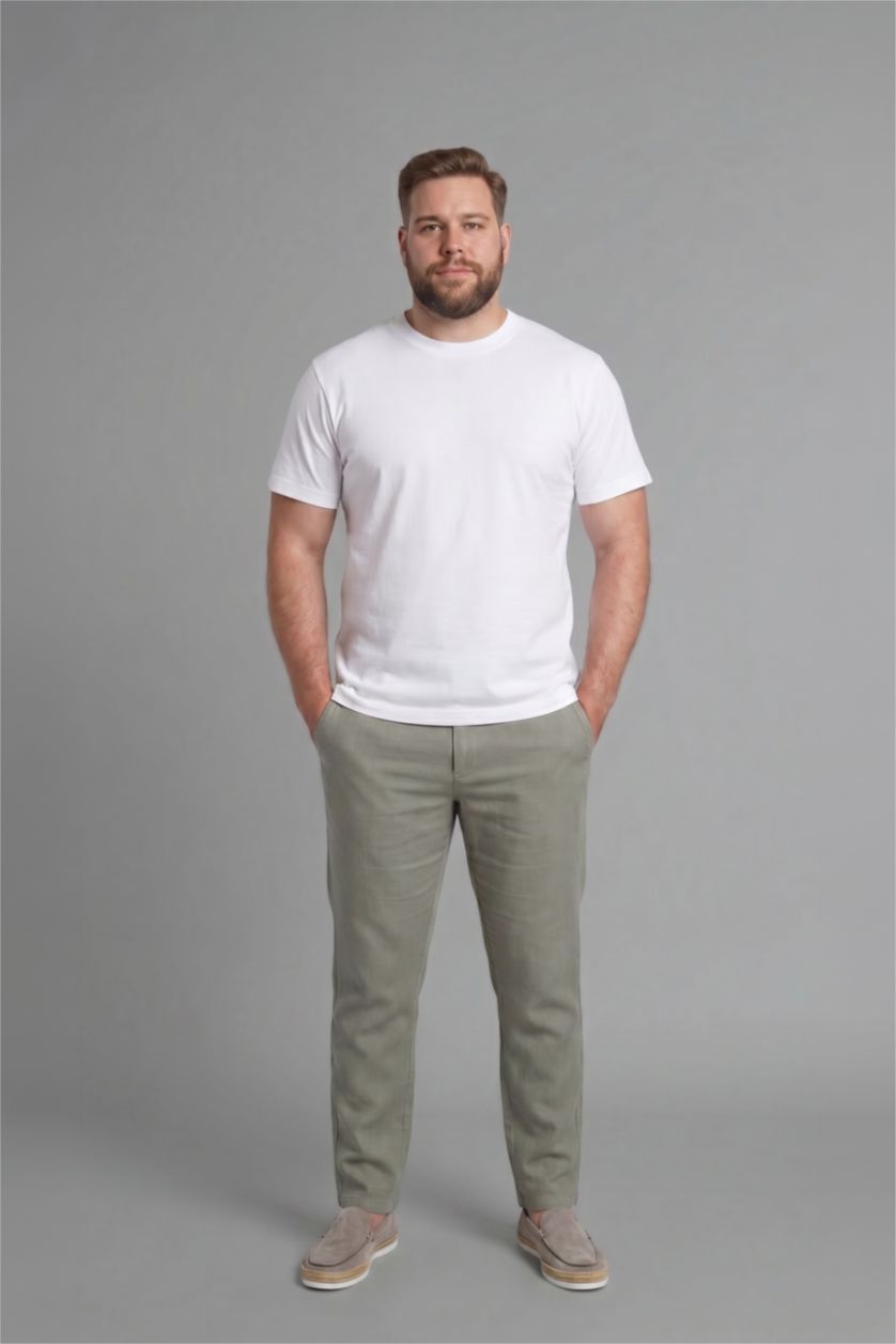Men Light Khaki Regular Fit Trousers