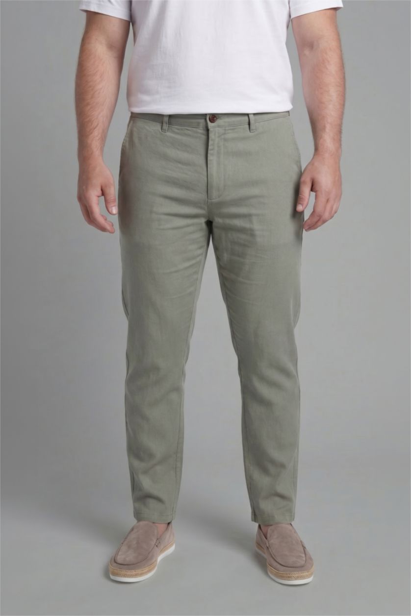 Men Light Khaki Regular Fit Trousers