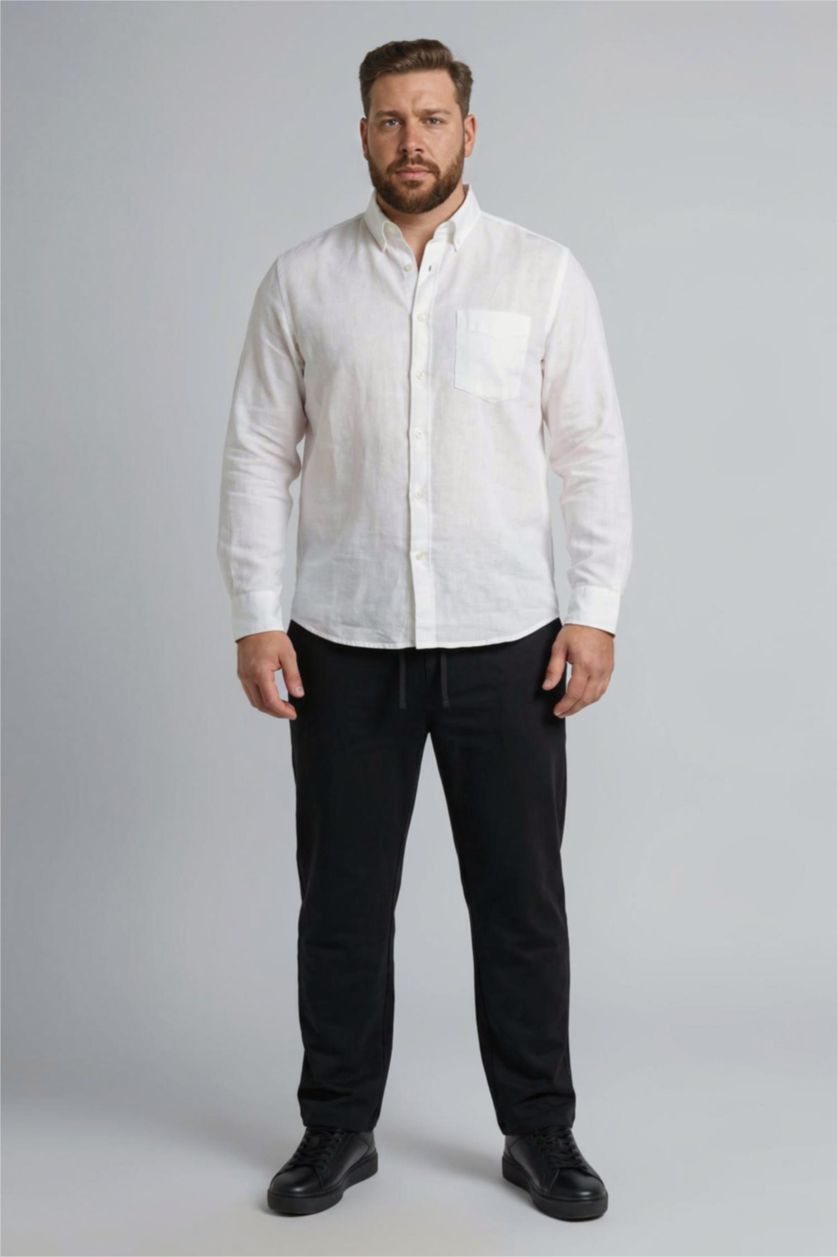 Man Black Plus Size Regular Fit Trousers