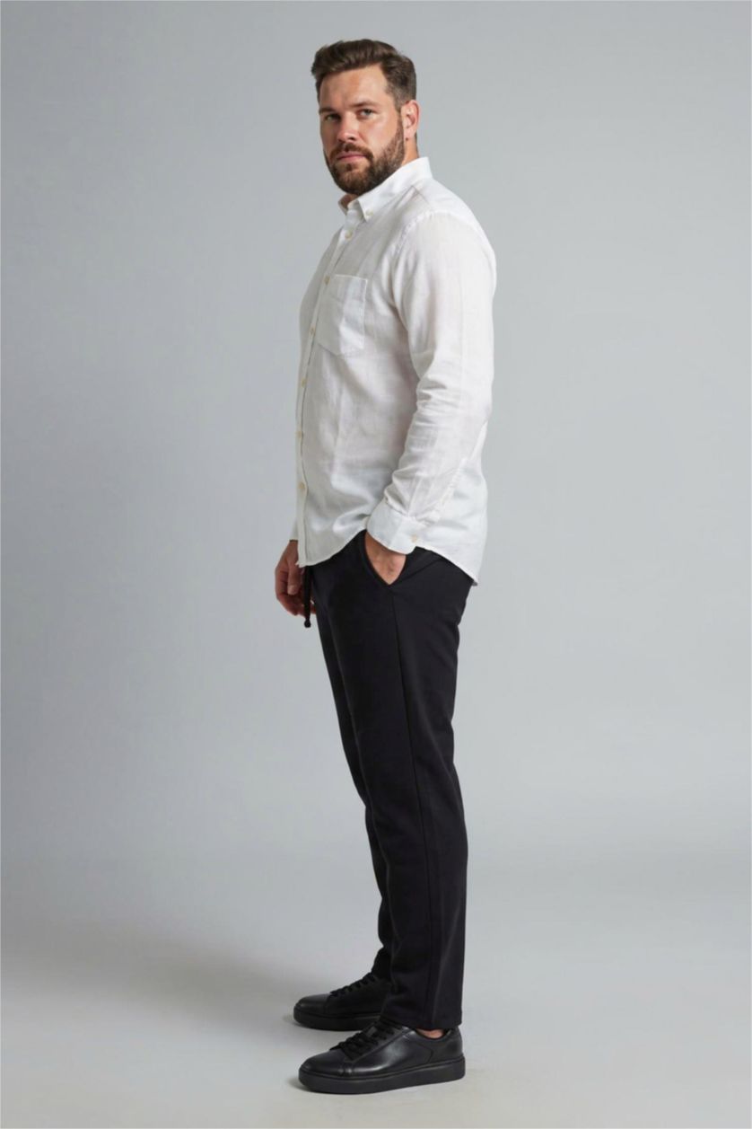 Man Black Plus Size Regular Fit Trousers