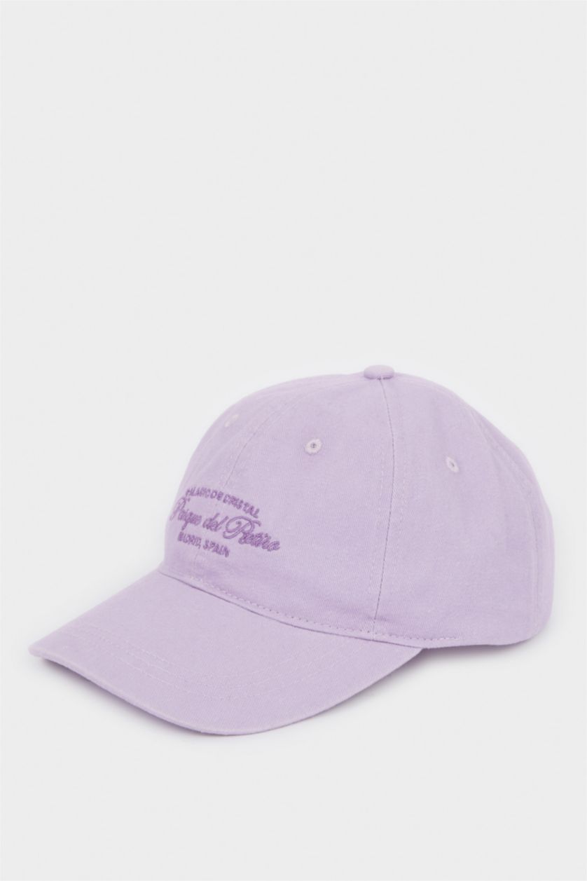 Kadın Lila Kadın Nakışlı Pamuklu Cap Şapka