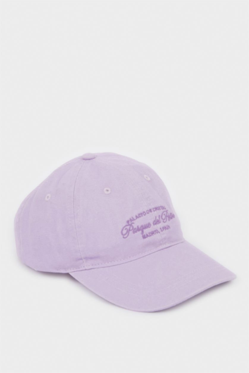 Kadın Lila Kadın Nakışlı Pamuklu Cap Şapka
