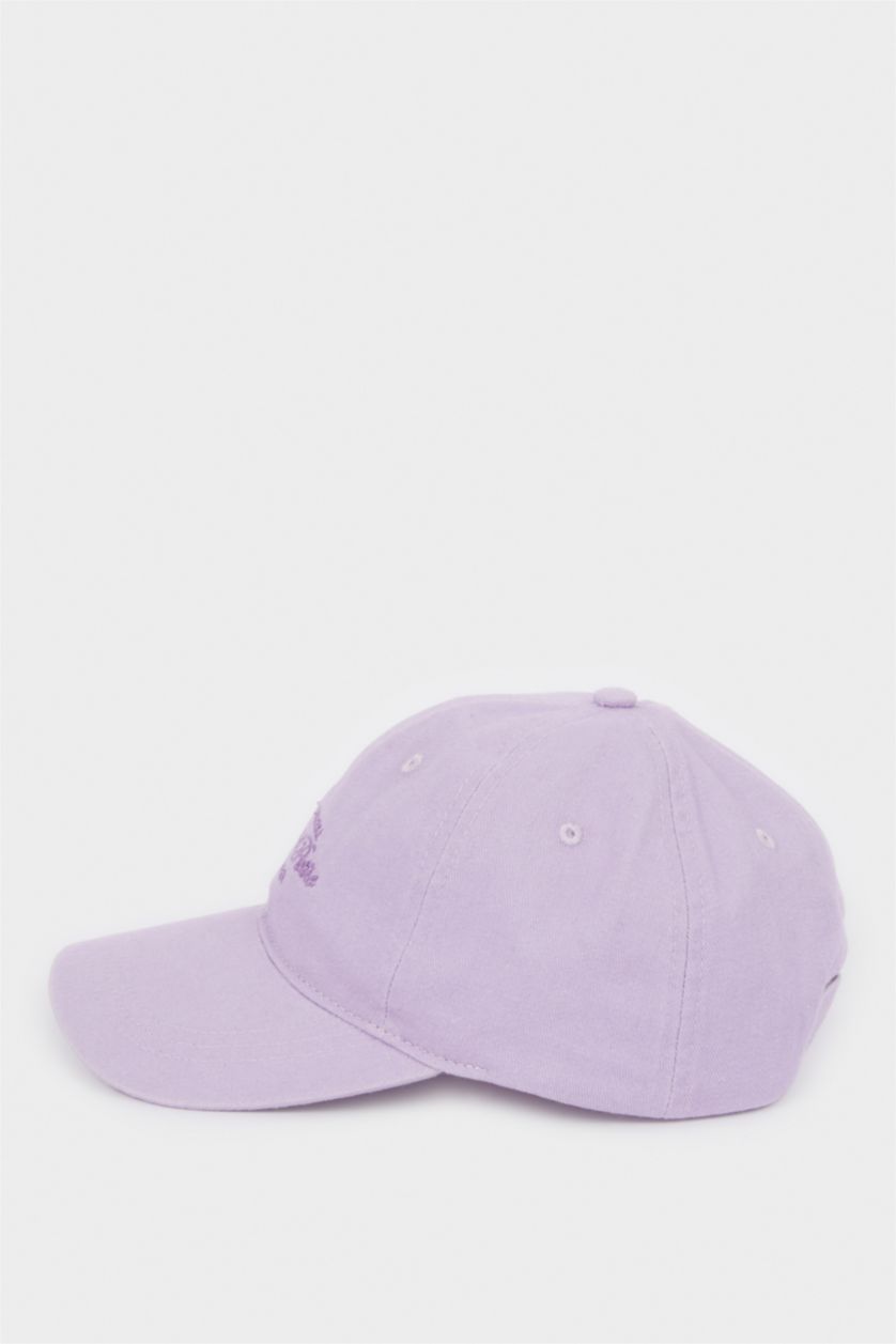 Kadın Lila Kadın Nakışlı Pamuklu Cap Şapka