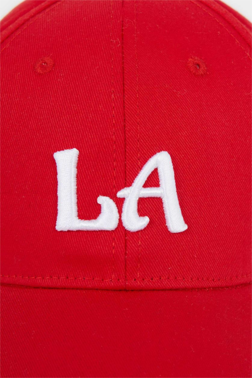 Kadın Kırmızı Kadın Nakışlı Pamuklu Cap Şapka