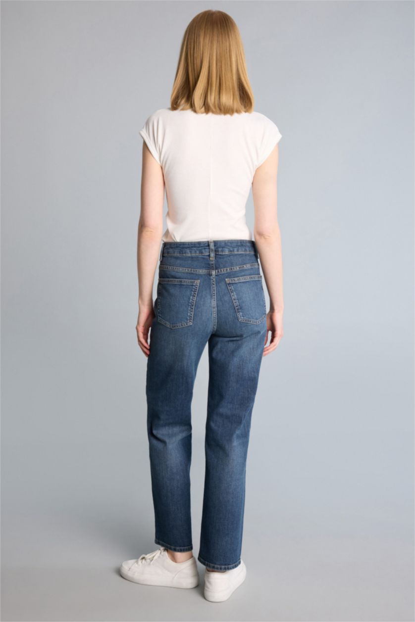 Woman Blue High Waist Trousers