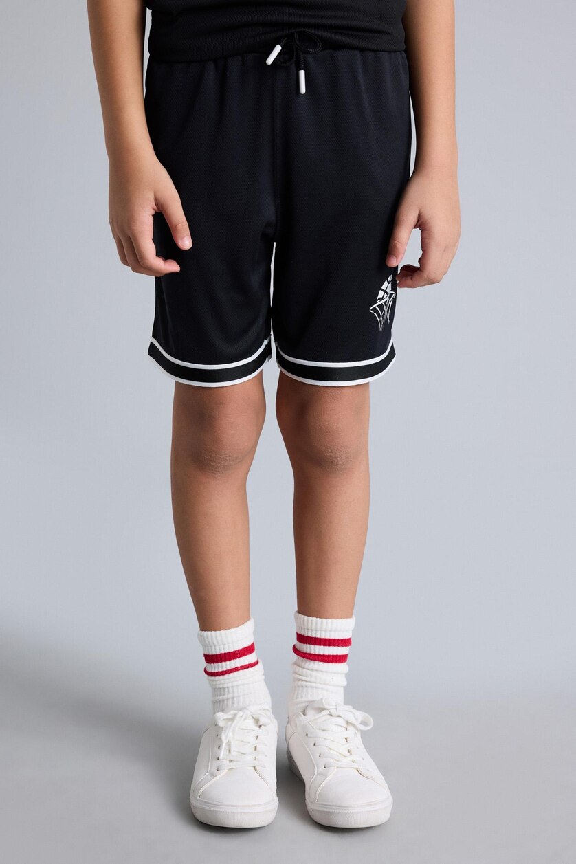 Boys & Teens Black Oversize Fit Shorts