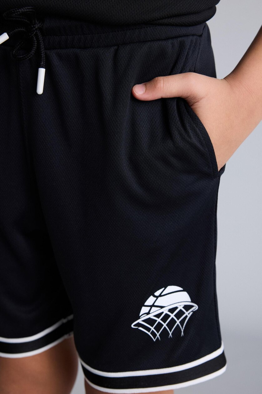 Boys & Teens Black Oversize Fit Shorts