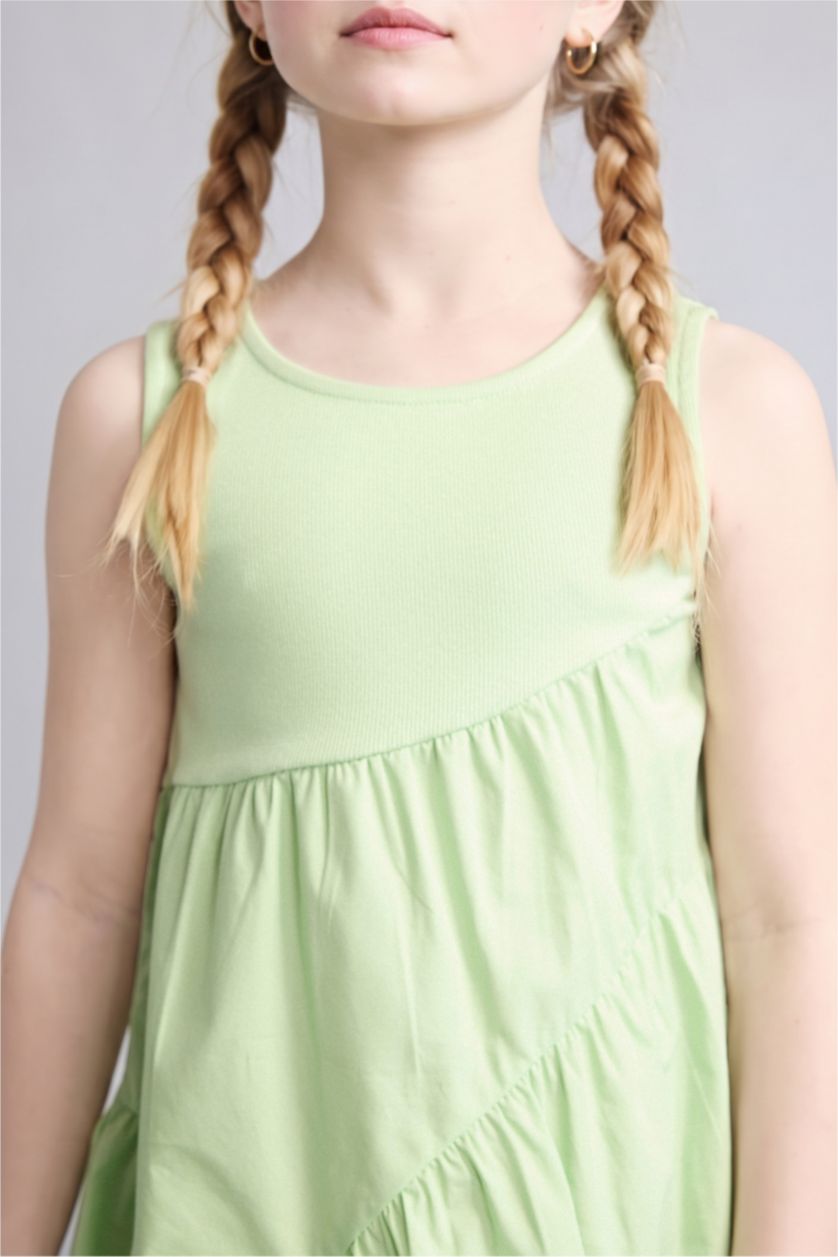 Young Girls - Teen Girls Light Green Regular Fit Sleeveless Woven Dress