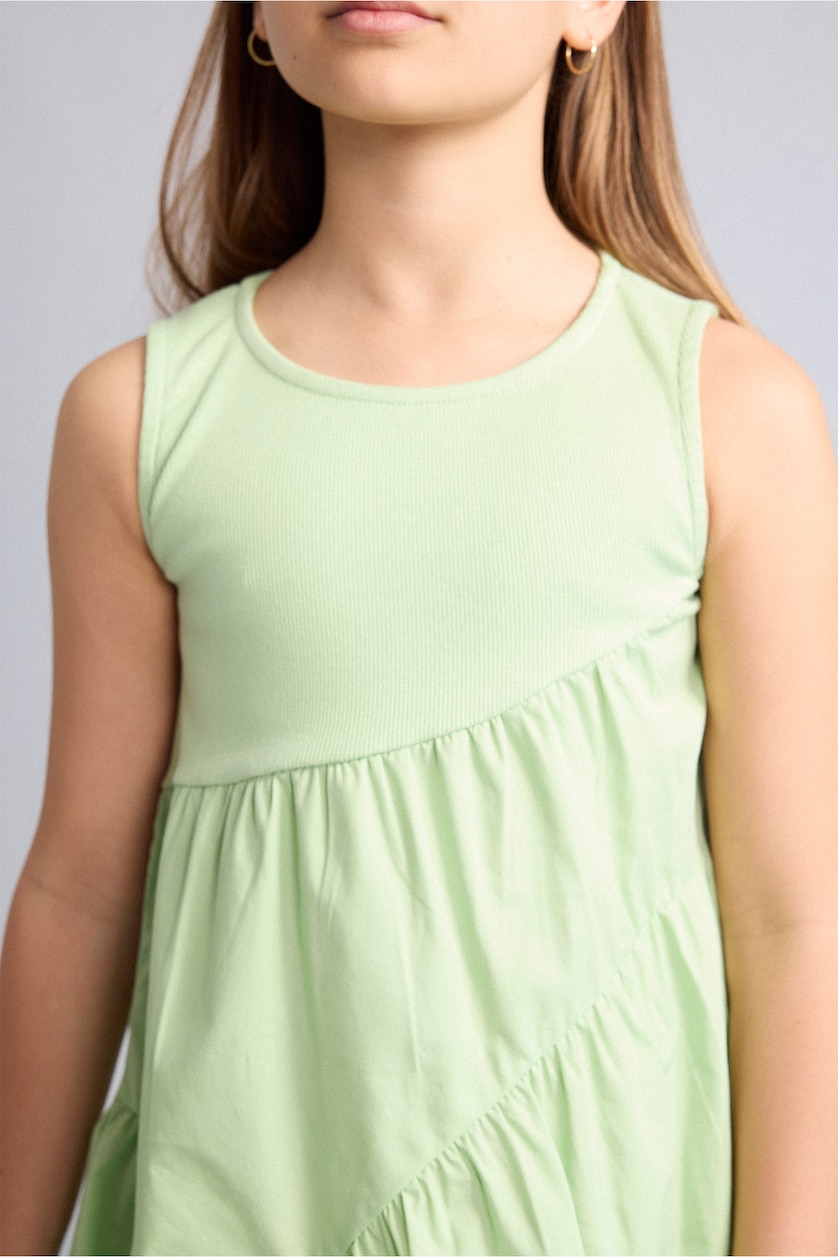 GIRLS & TEENS Light Green Regular Fit Sleeveless Woven Dress
