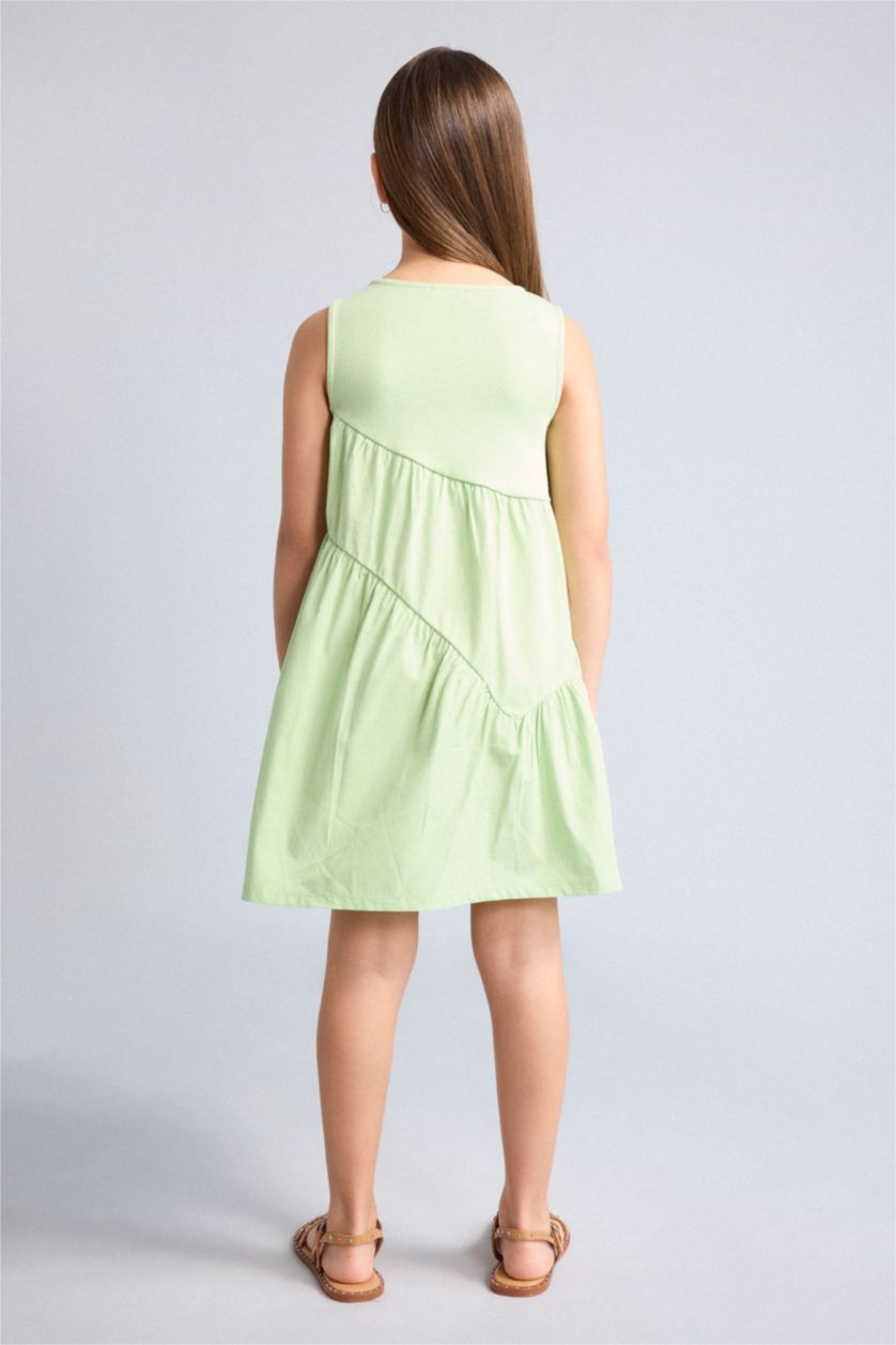 Girls & Teens Light Green Regular Fit Sleeveless Woven Dress