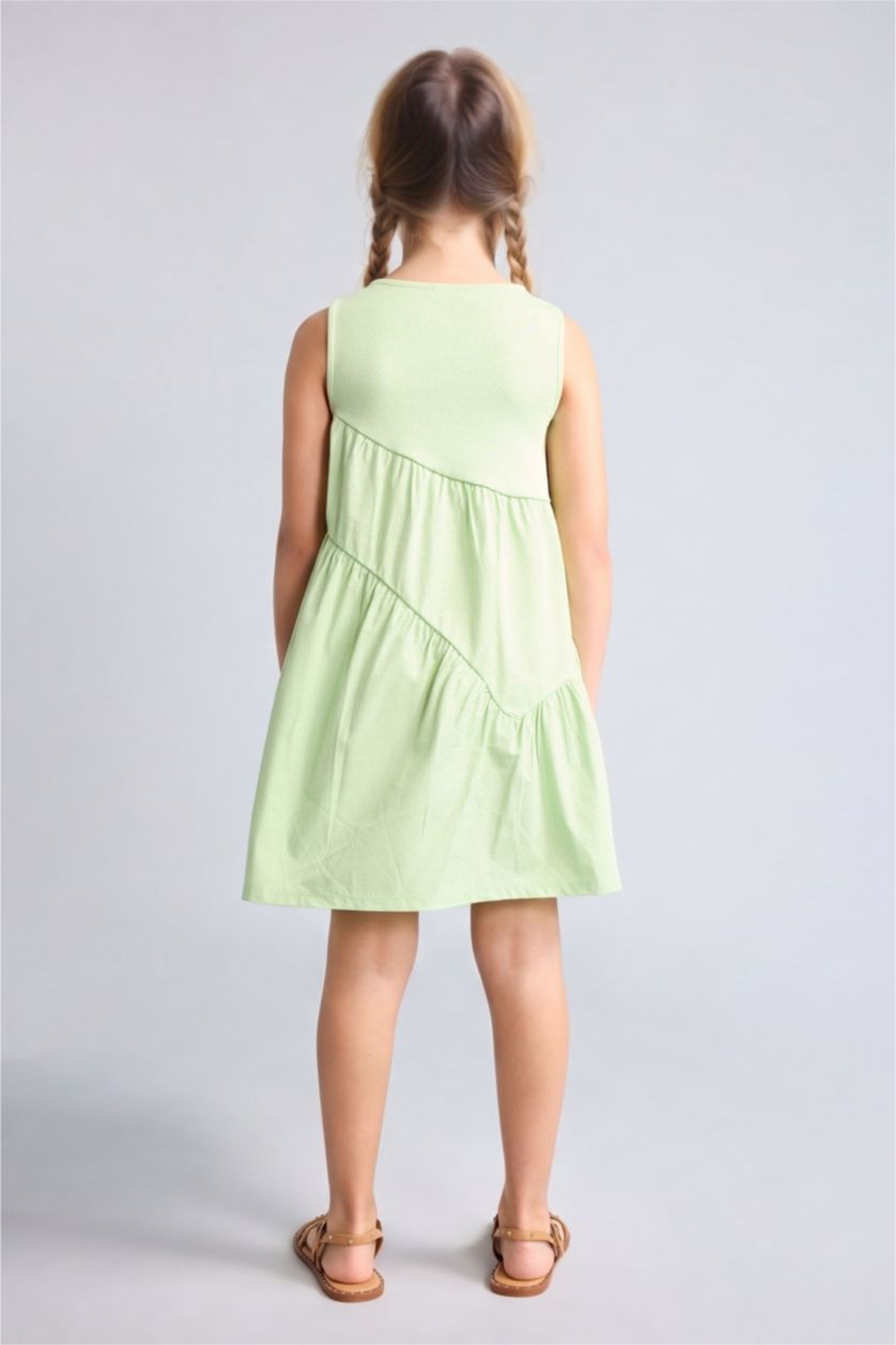 Young Girls - Teen Girls Light Green Regular Fit Sleeveless Woven Dress
