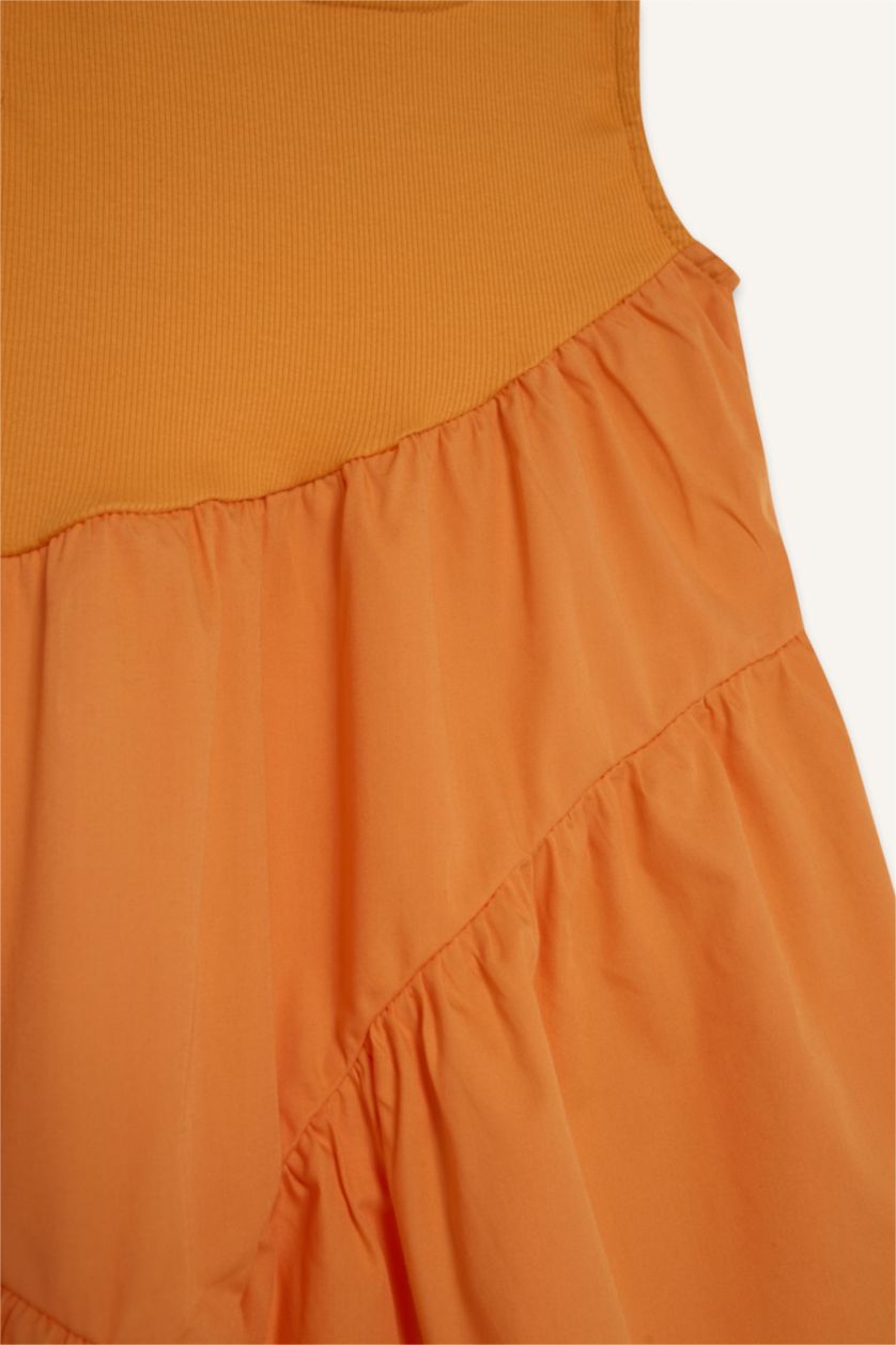 Kız Çocuk - Genç Kız Turuncu Kolsuz Elbise Kız Çocuk