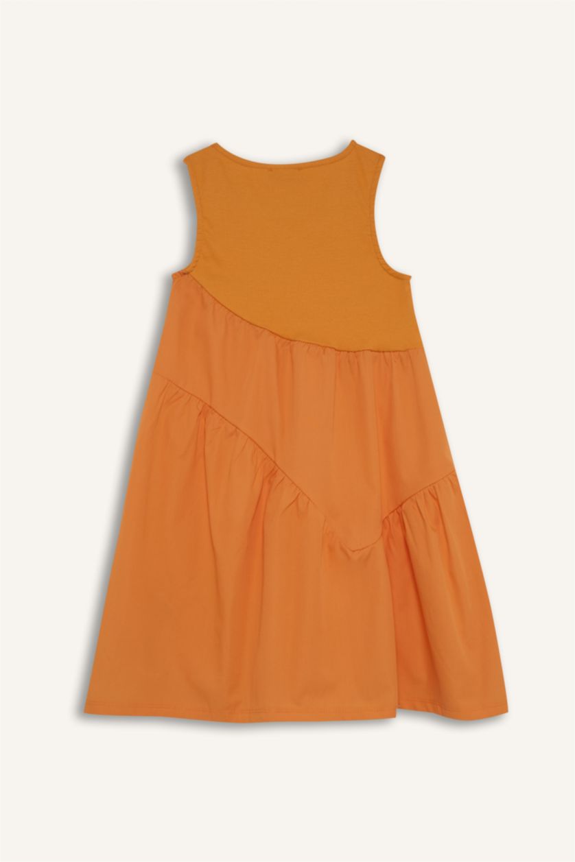 Kız Çocuk - Genç Kız Turuncu Kolsuz Elbise Kız Çocuk