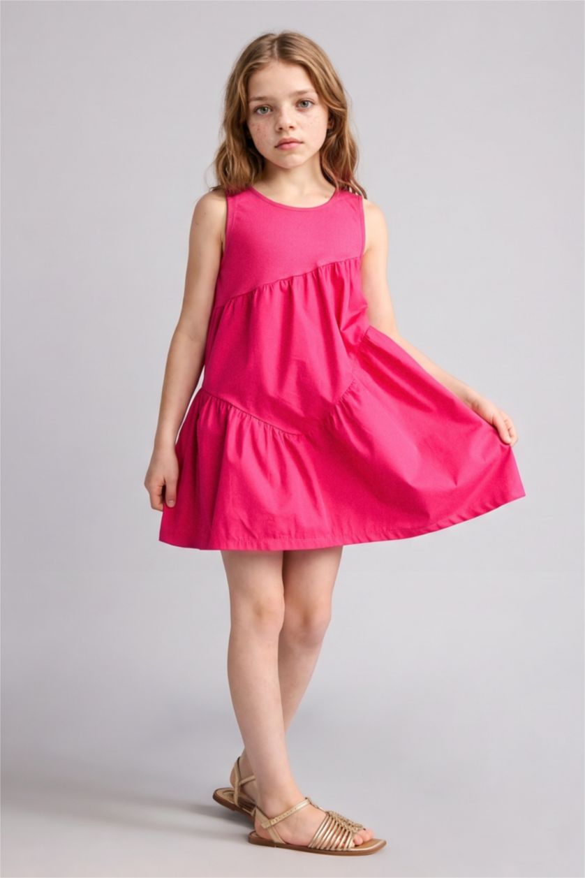 Kız Çocuk - Genç Kız Fuşya Kolsuz Elbise Kız Çocuk