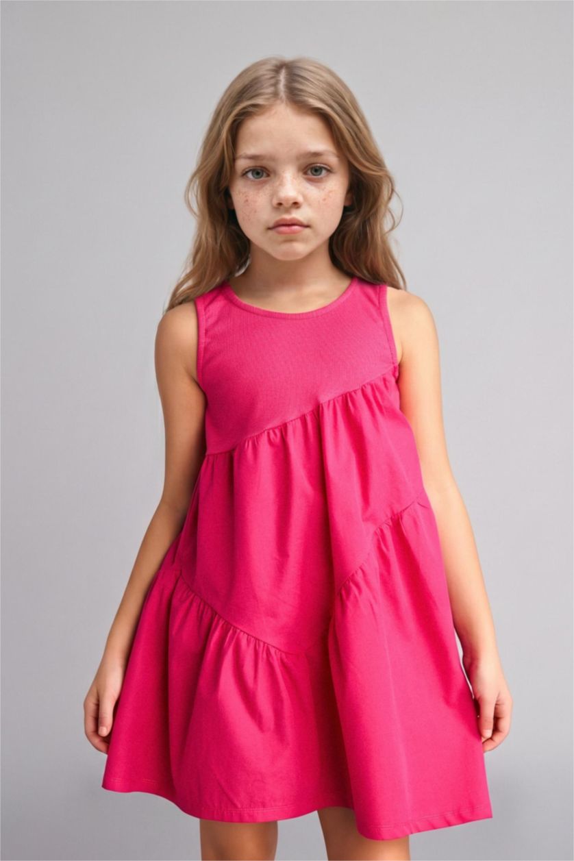 Kız Çocuk - Genç Kız Fuşya Kolsuz Elbise Kız Çocuk