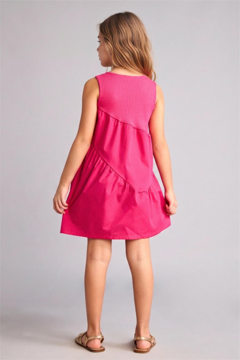 Kız Çocuk - Genç Kız Fuşya Kolsuz Elbise Kız Çocuk