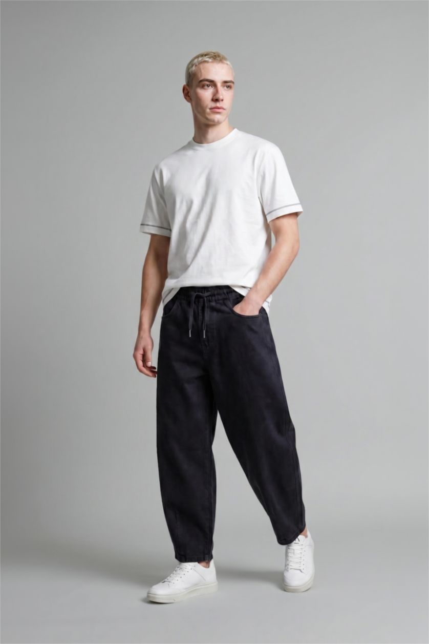 رجال أسود Wide Leg Jeans