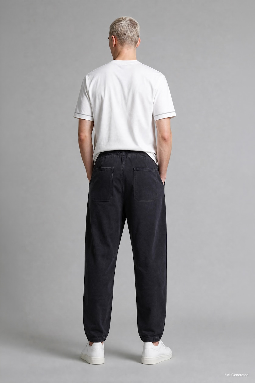 HOMME Noir Jean à jambes larges Coupe barrel