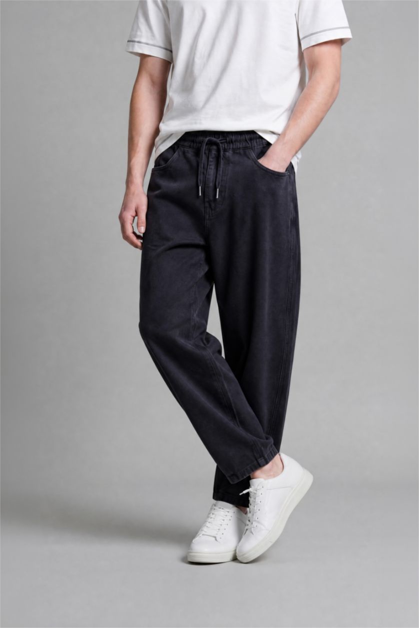 رجال أسود Wide Leg Jeans