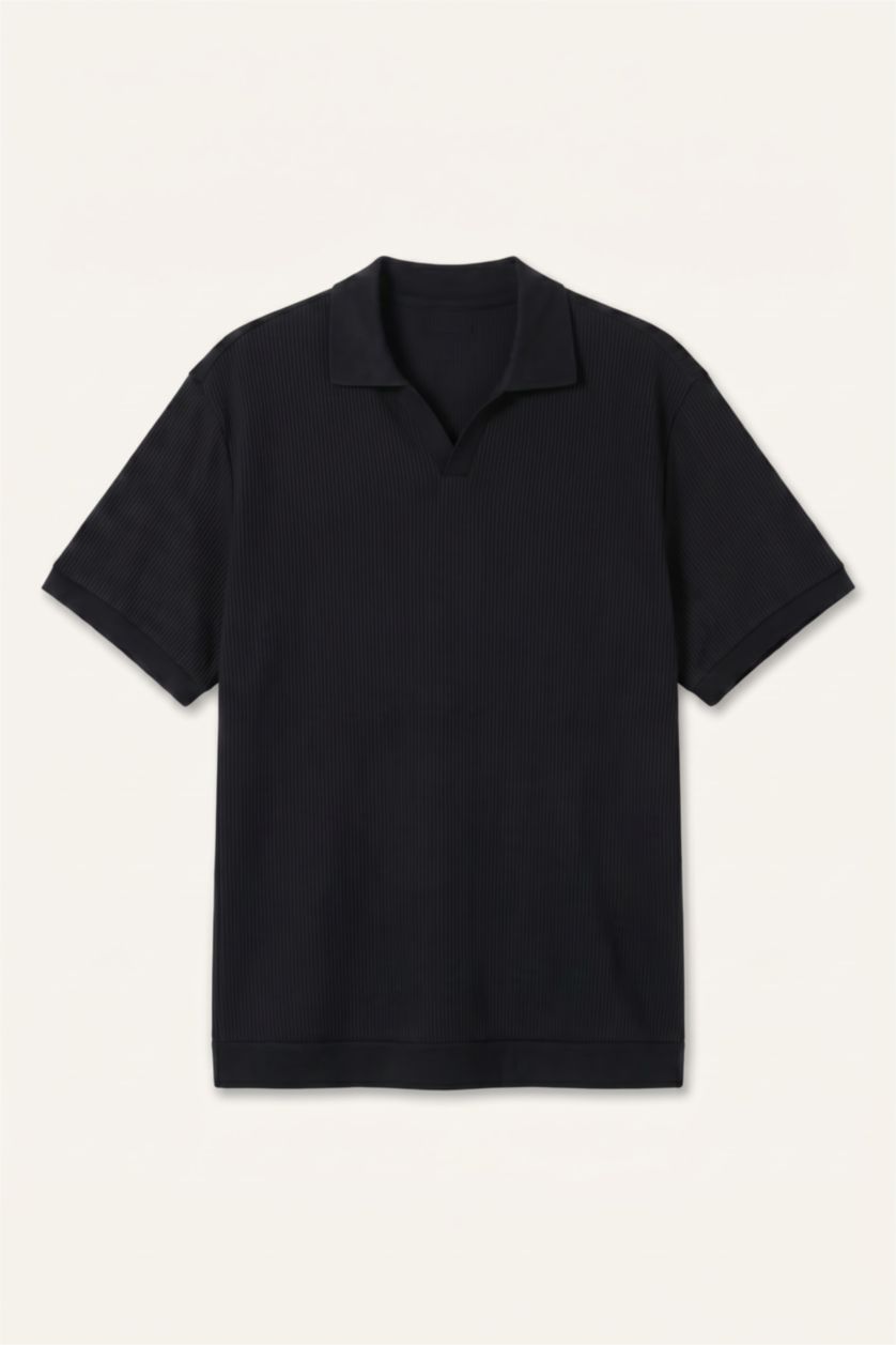 HOMME Noir Polo grande taille à manches courtes Coupe régulière