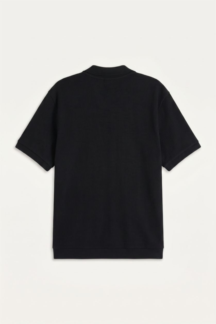 HOMME Noir Polo grande taille à manches courtes Coupe régulière