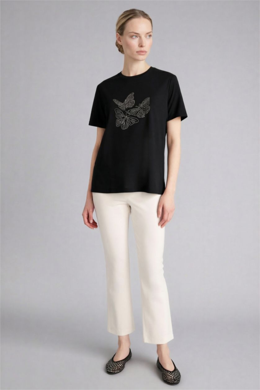 WOMAN Black Relax Fit Crew Neck Short Sleeve T-Shirt