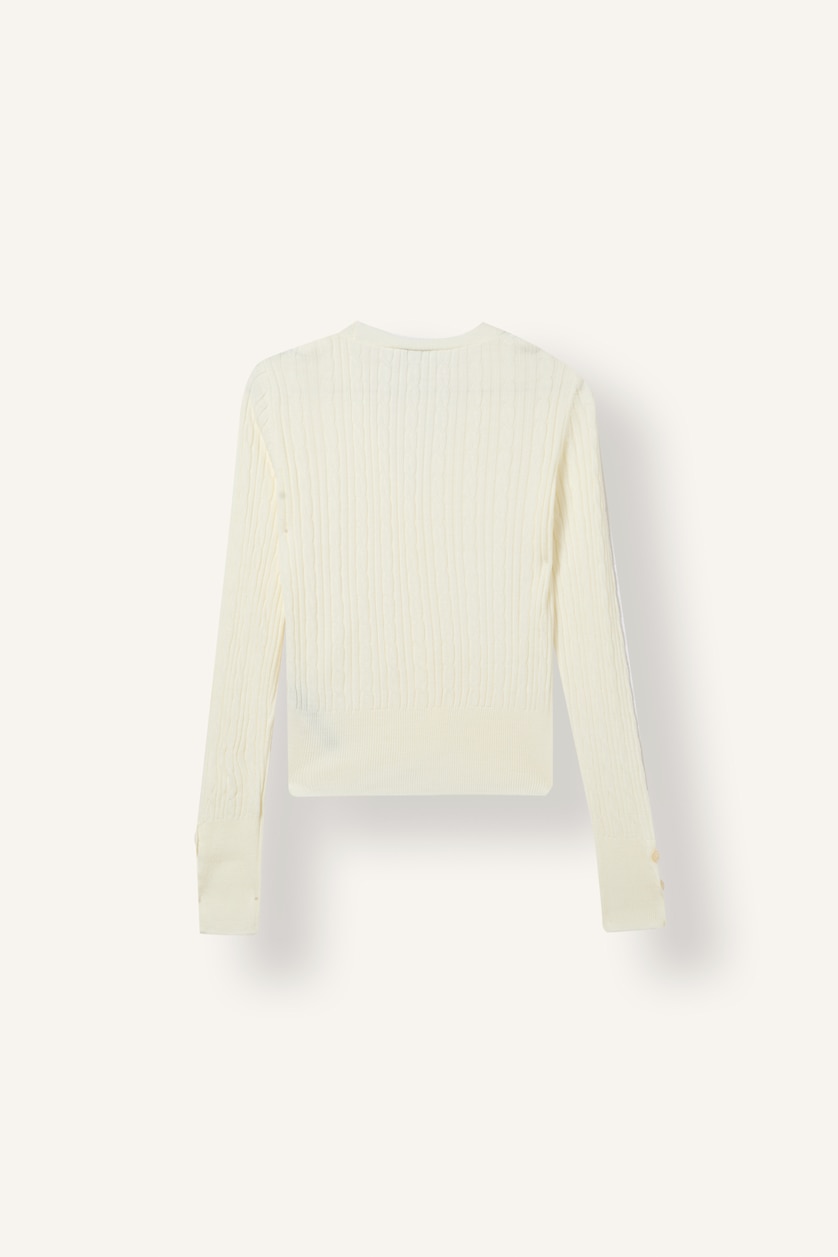 WOMAN Ecru Slim Fit V-Neck Knitwear Cardigan