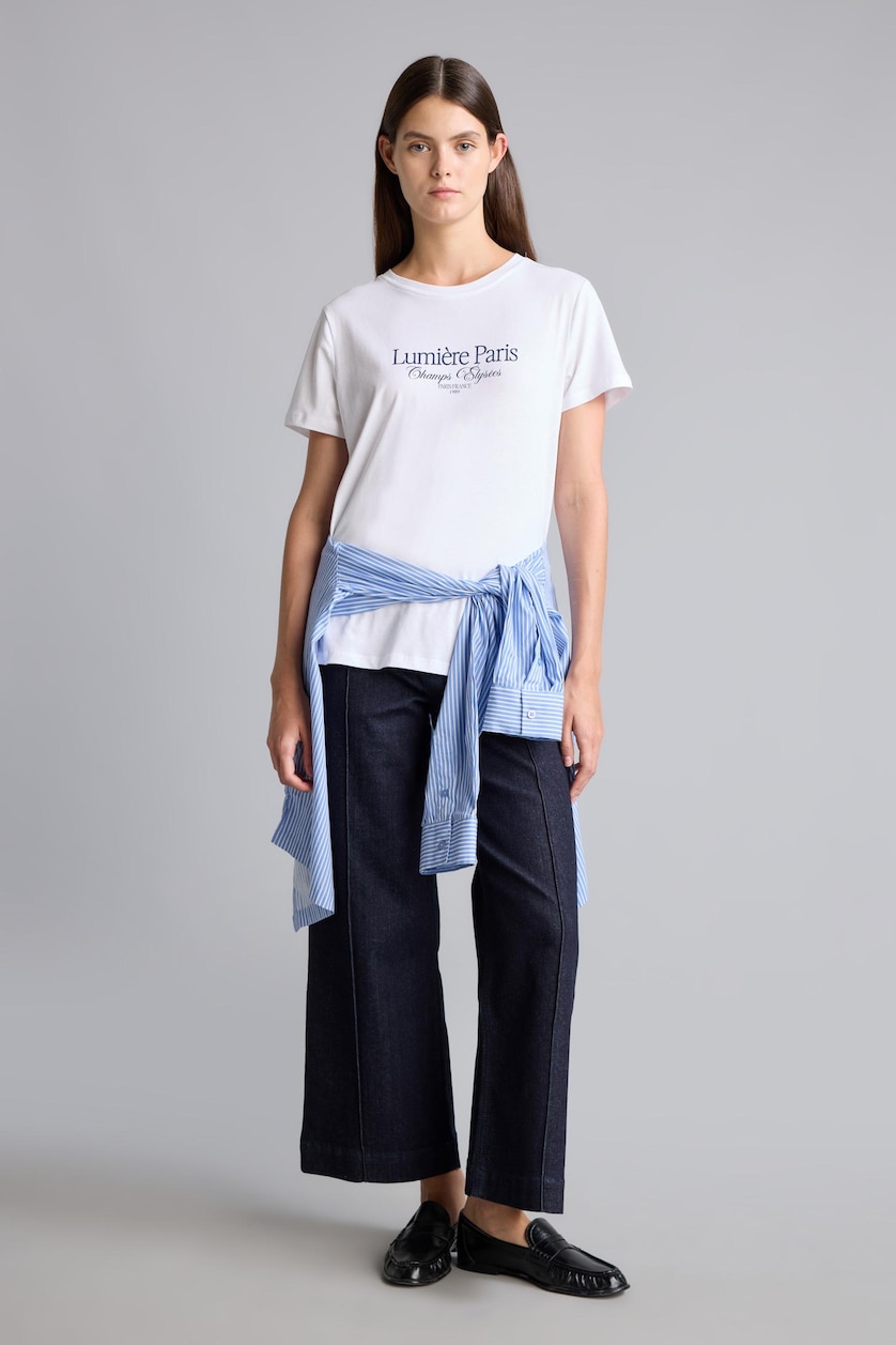 WOMAN White 100% Cotton Relax Fit Slogan Printed Jersey T-Shirt