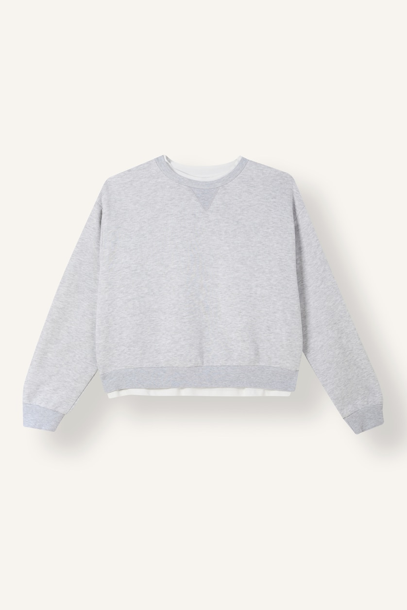 Women Grey Melange Relax Fit Sweatshirt